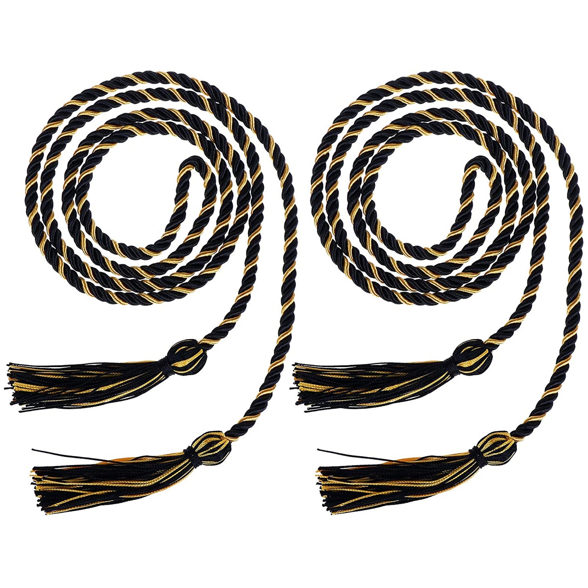 Decoration Braided Cords with Tassels for High School College Graduation black and gold